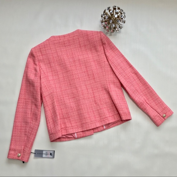 NWT Karl Lagerfeld Tweed Jacket Blazer Pink - Picture 3 of 8